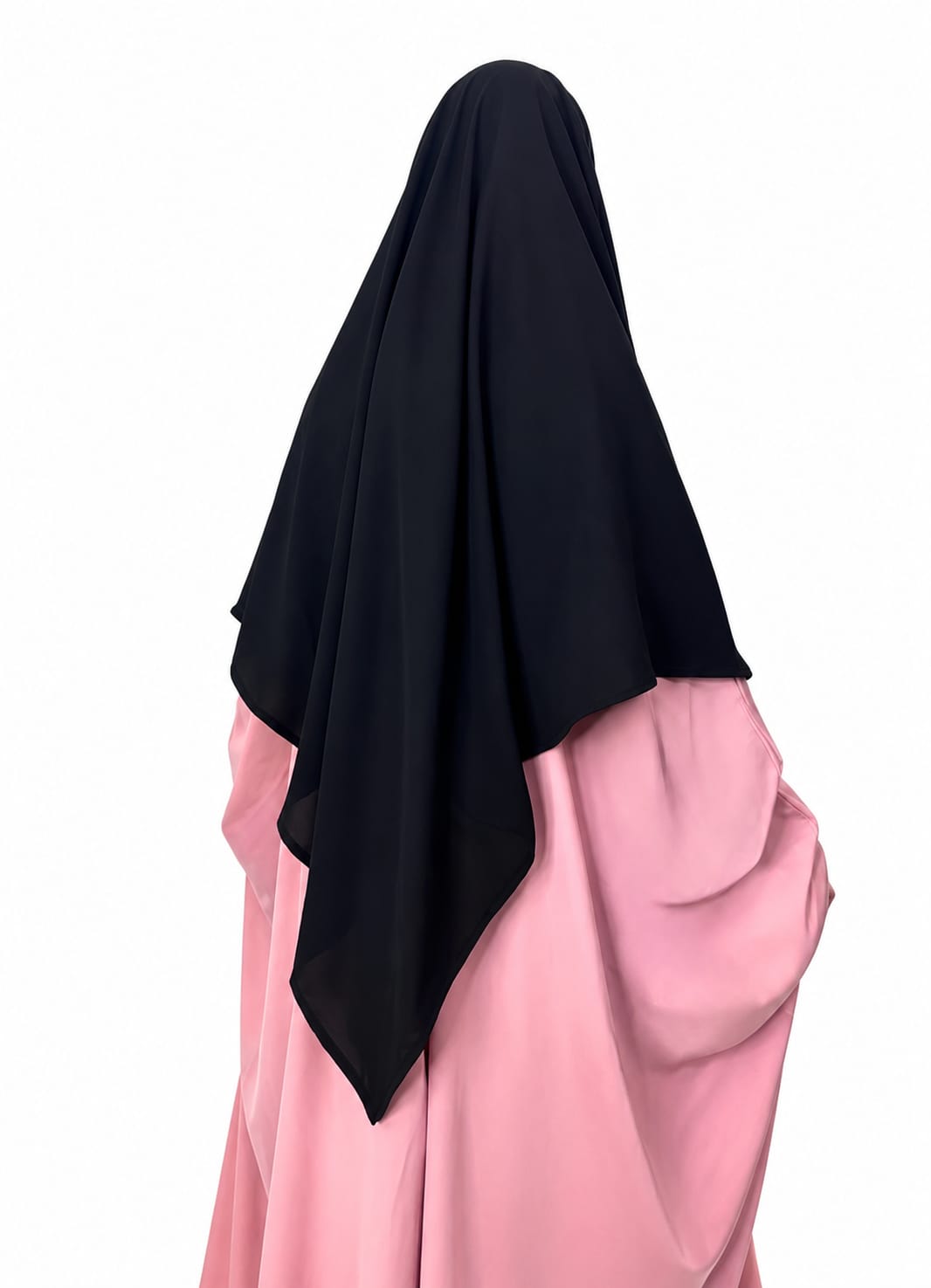 Premium Flap Khimar for Women – Full Black | Length 50 Inches