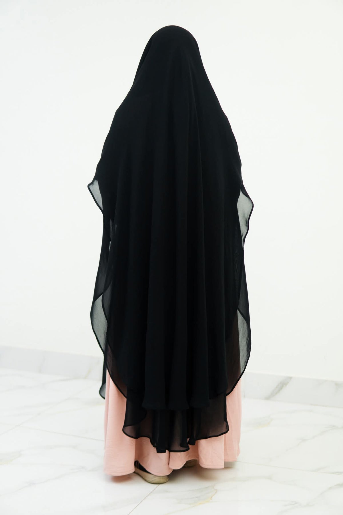 Khadija Combo Set - Full Coverage 2 Layer Khadija Long Khimar With Nose Piece & Khadija Niqab Attached 2 Part Nose Piece 2 Layer Niqab