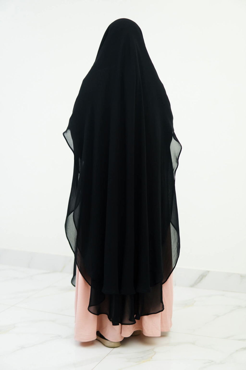 Full Coverage 2 Layer Khadija Long Khimar with Nose Piece