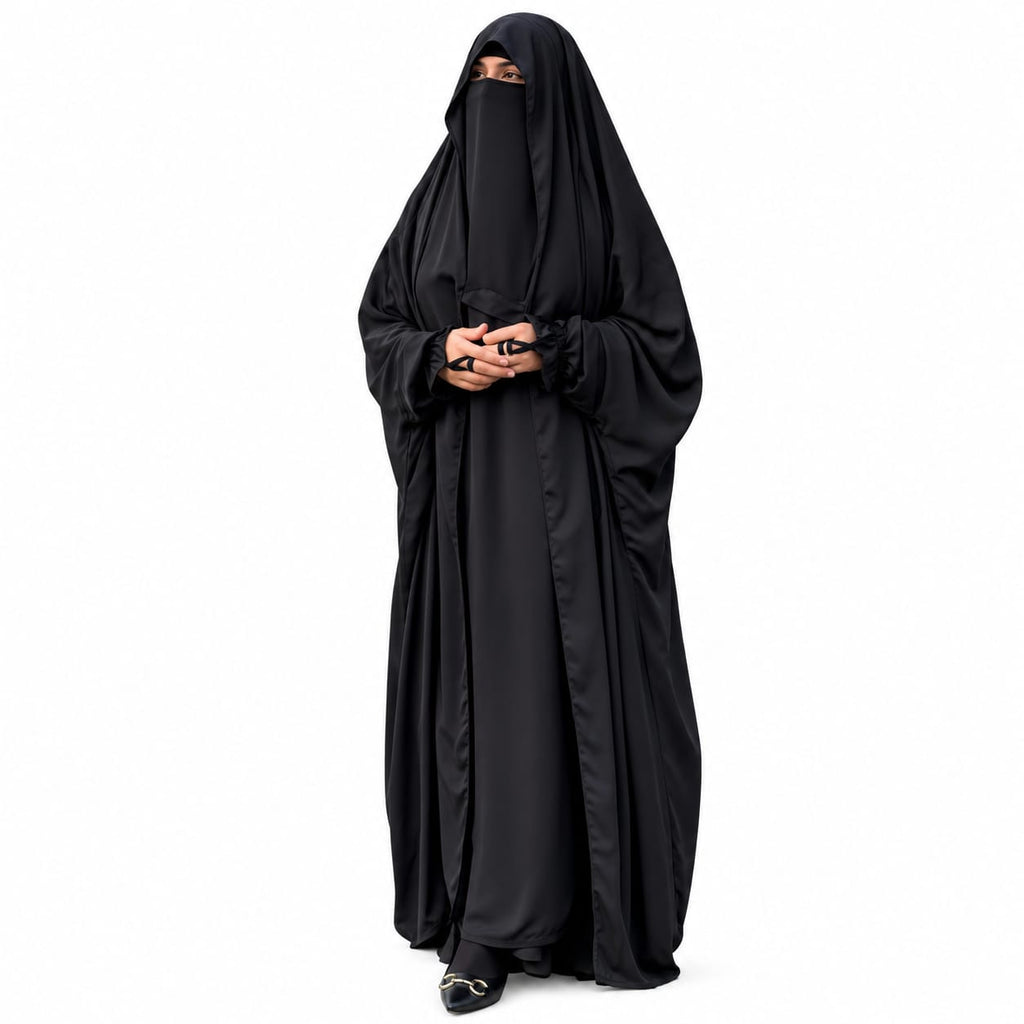Soudi Full Coverage Jilbab Set Dark Black Colour
