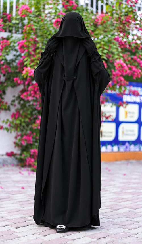 Premium Dark Black Soudi Jilbab with Niqab [ Full Coverage]