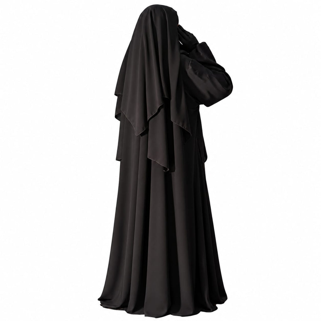 Premium Layered Khimar Set with matching flowing abaya and full Coverage