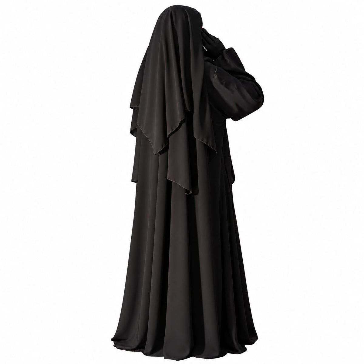 Premium Layered Khimar Set with matching flowing abaya and full Coverage