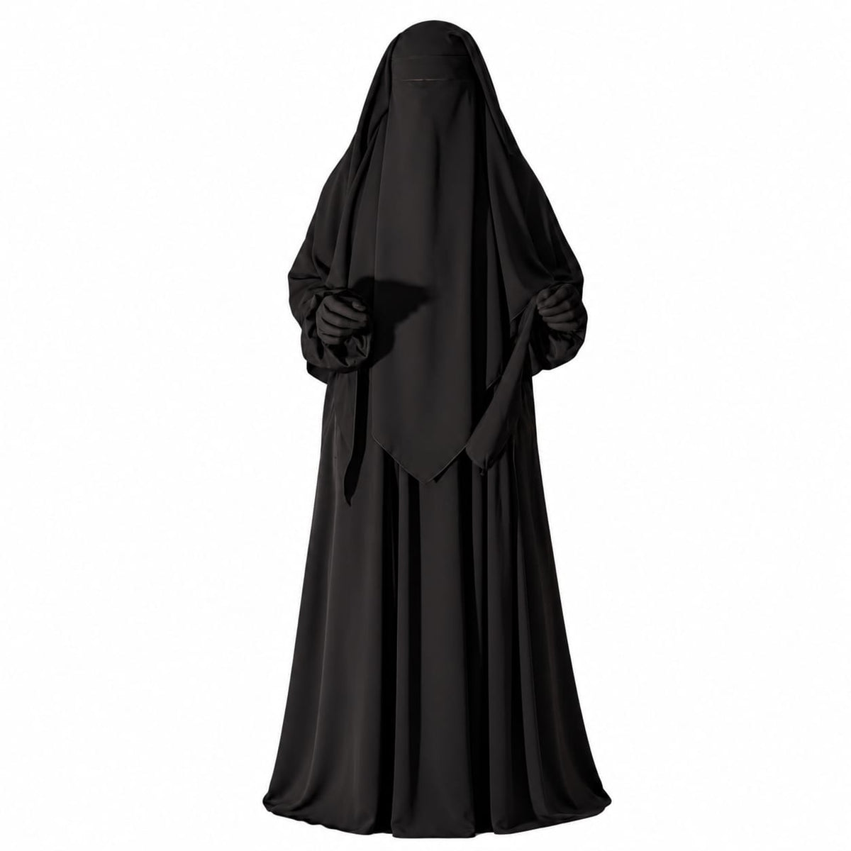 Premium Layered Khimar Set with matching flowing abaya and full Coverage