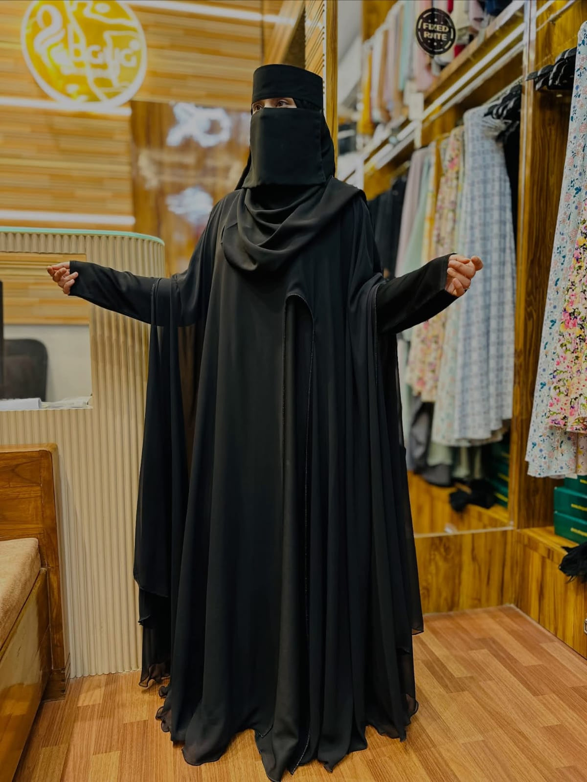 Women’s Premium Black Umbrella Abaya | &nbsp;Flared Abaya for Women