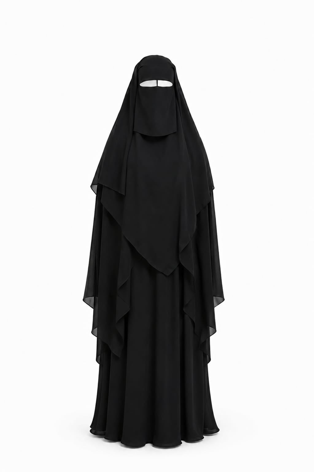 Premium Layered Khimar with Matching Abaya & Full Coverage Niqab