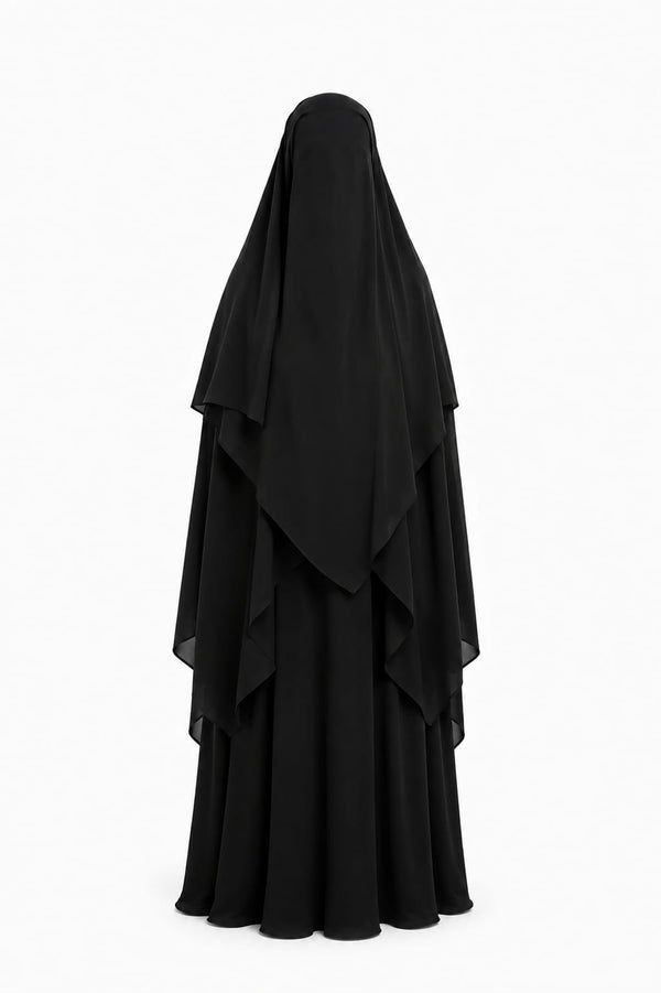 Premium Layered Khimar with Matching Abaya & Full Coverage Niqab