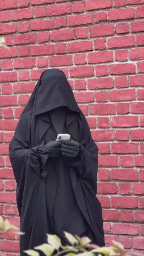 Premium Dark Black Soudi Jilbab with Niqab [ Full Coverage]